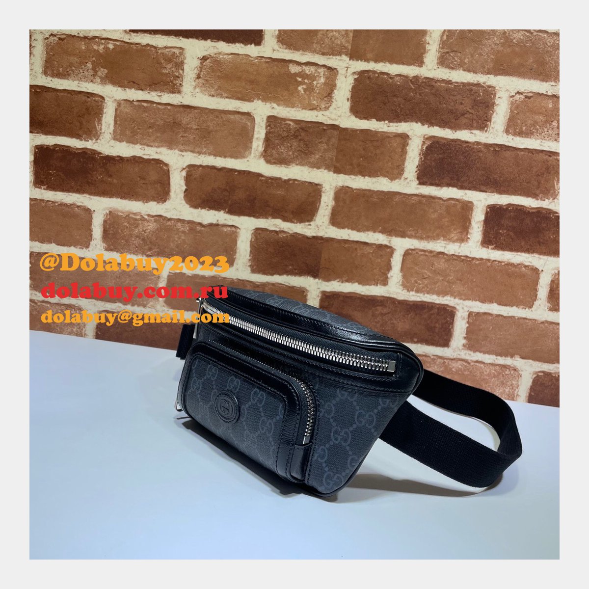 Top Quality Gucci Belt bag with Interlocking G 682933 black GG Supreme