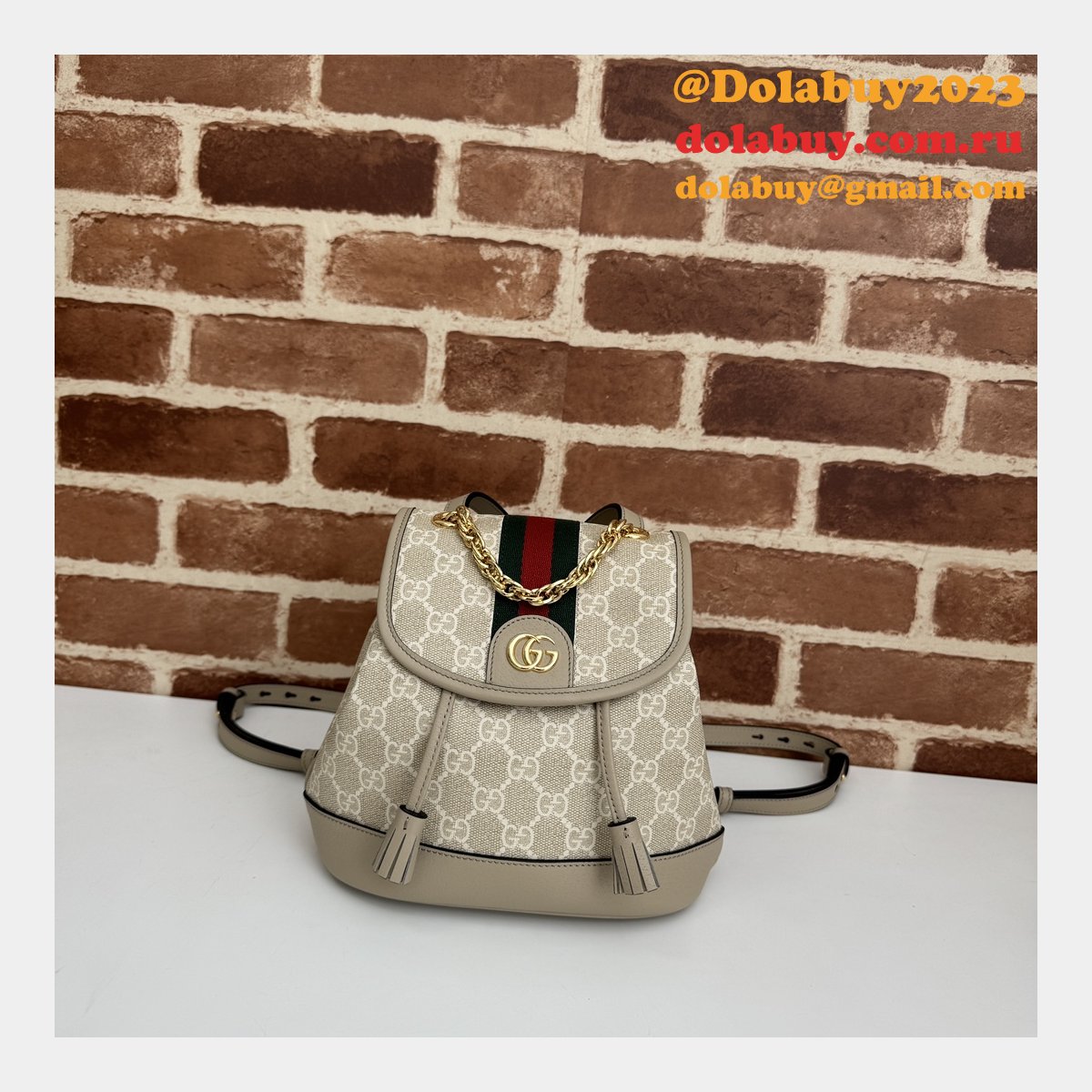 Ophidia Gucci Backpack Ebony Supreme #795221 Replica Handbag