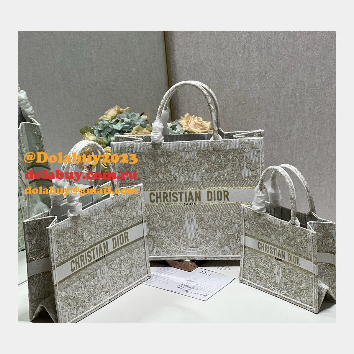 Best Book Tote Replica Christian Dior 1265/1286 Golden Flower Bag