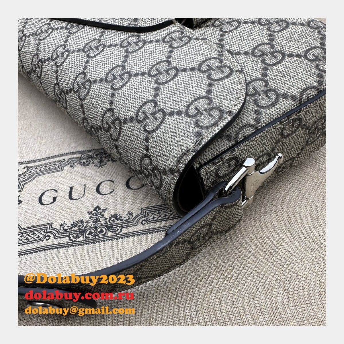 Perfect Gucci Replica Horsebit 764155 7 Star 1955 Shoulder Beige Bag
