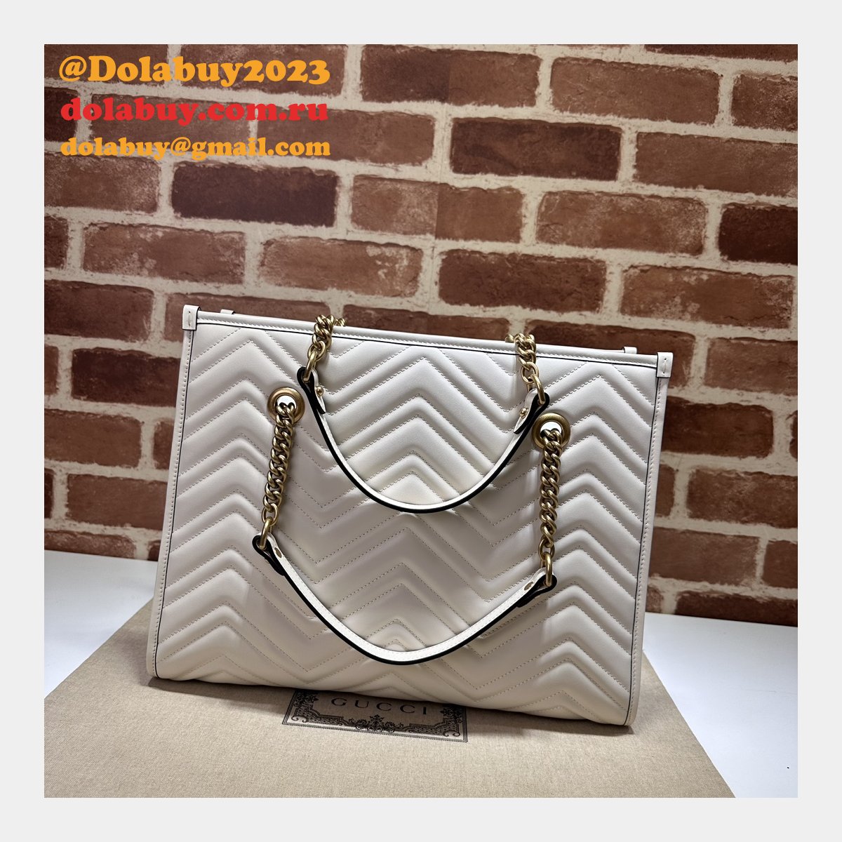 Tote GG Marmont White/Black 779724 Gucci Replica Bag