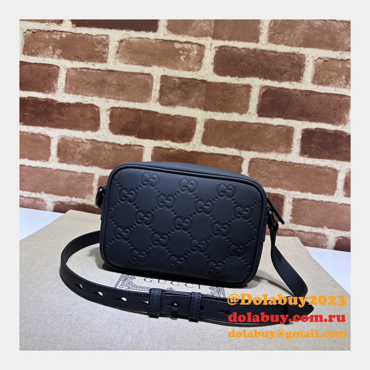 Gucci 1:1 GG Rubber-effect 771321 Shoulder Black Replica Bag