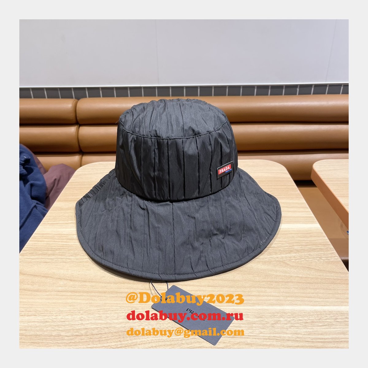 Prada Leather Adjustment band hat nail