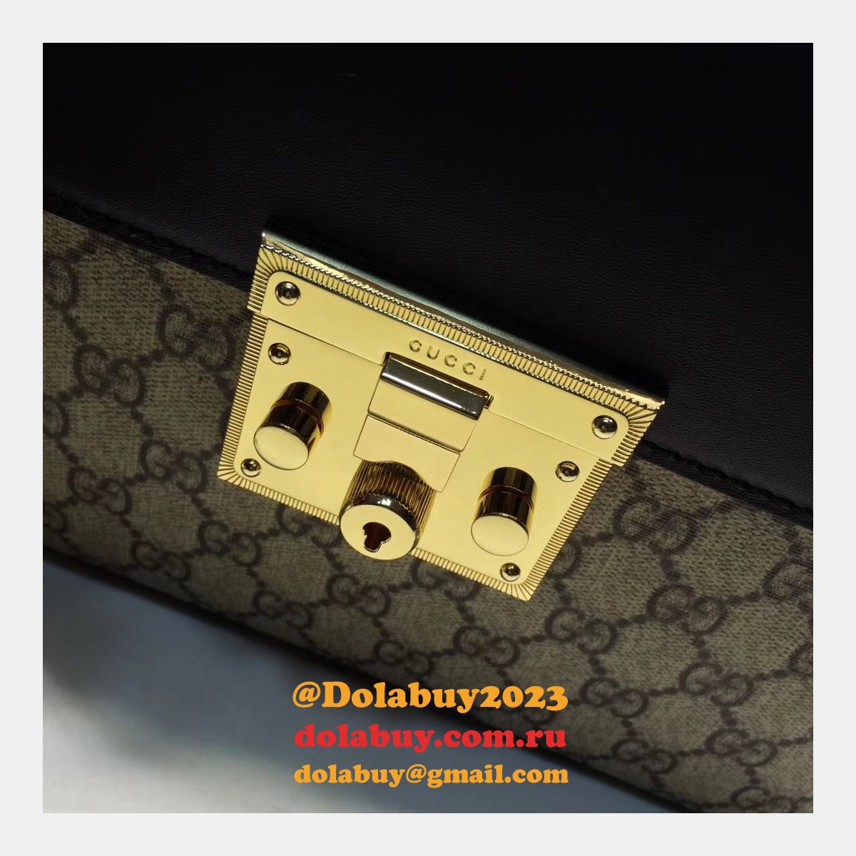 Gucci Replica 453188 GG Supreme Padlock Small Top Handle Bag