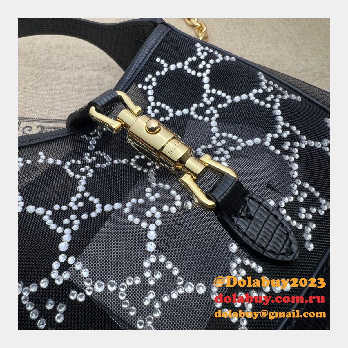 Gucci Luxury Designer Replica Jackie 1961 Crystal GG 677027 Bag