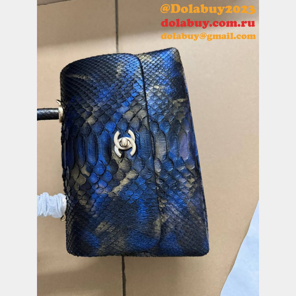 7 Star Luxury CC HANDLE SNAKE SKIN HANDBAG 25CM