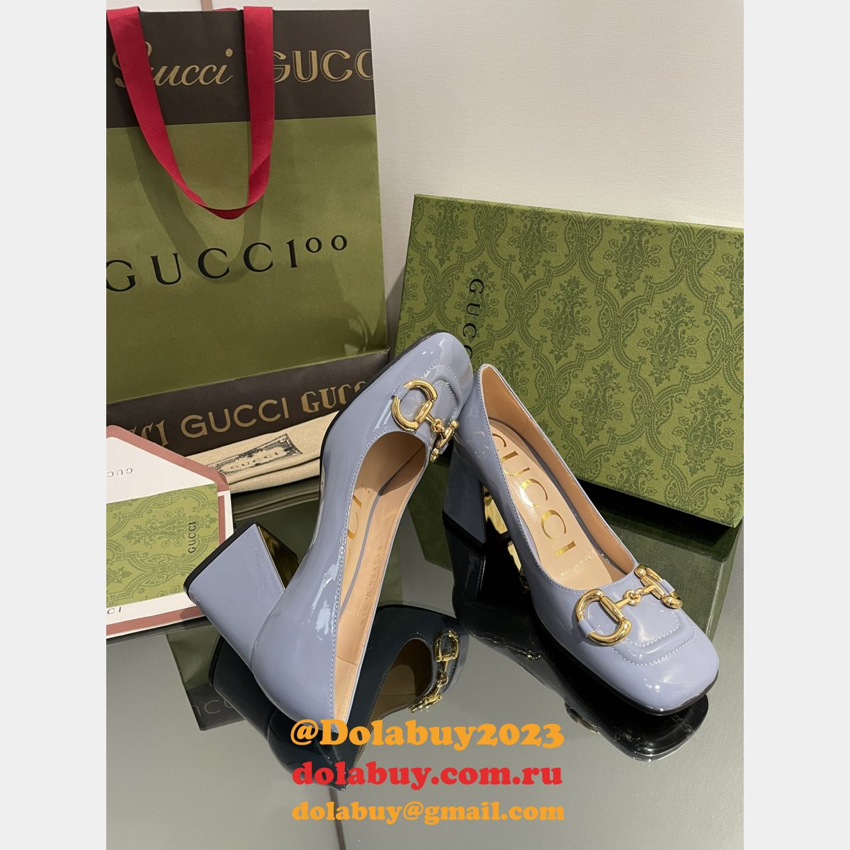 pump patent heels ballet flat horsebit replica G*u*i shoes