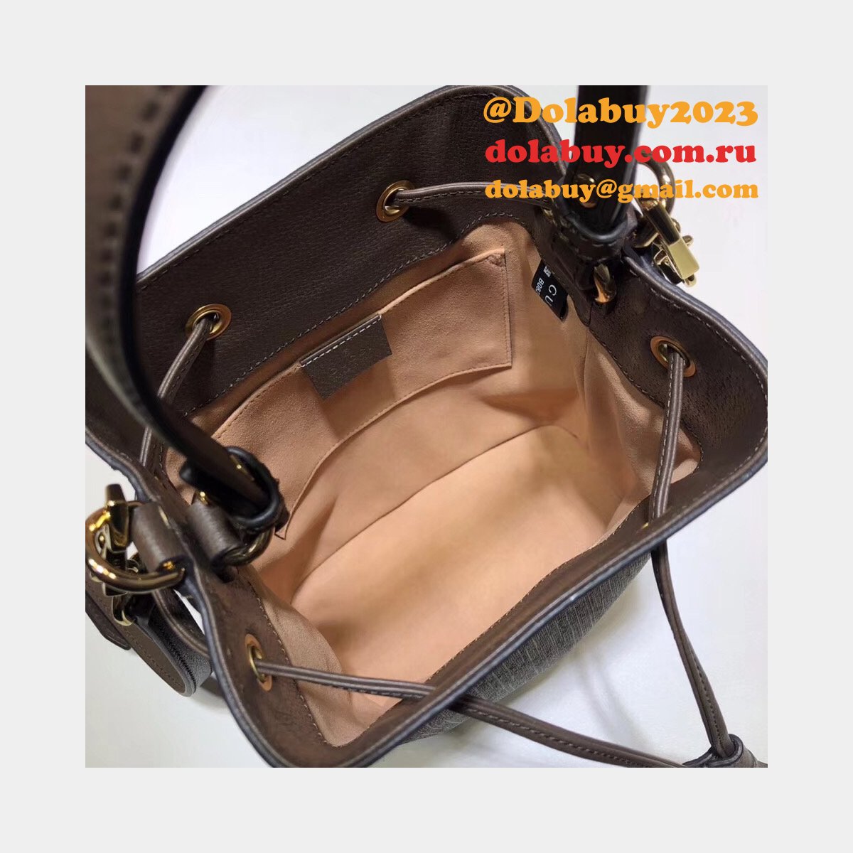 Beige/Ebony Knockoff 550621 GG Supreme Ophidia Small Bucket Bag