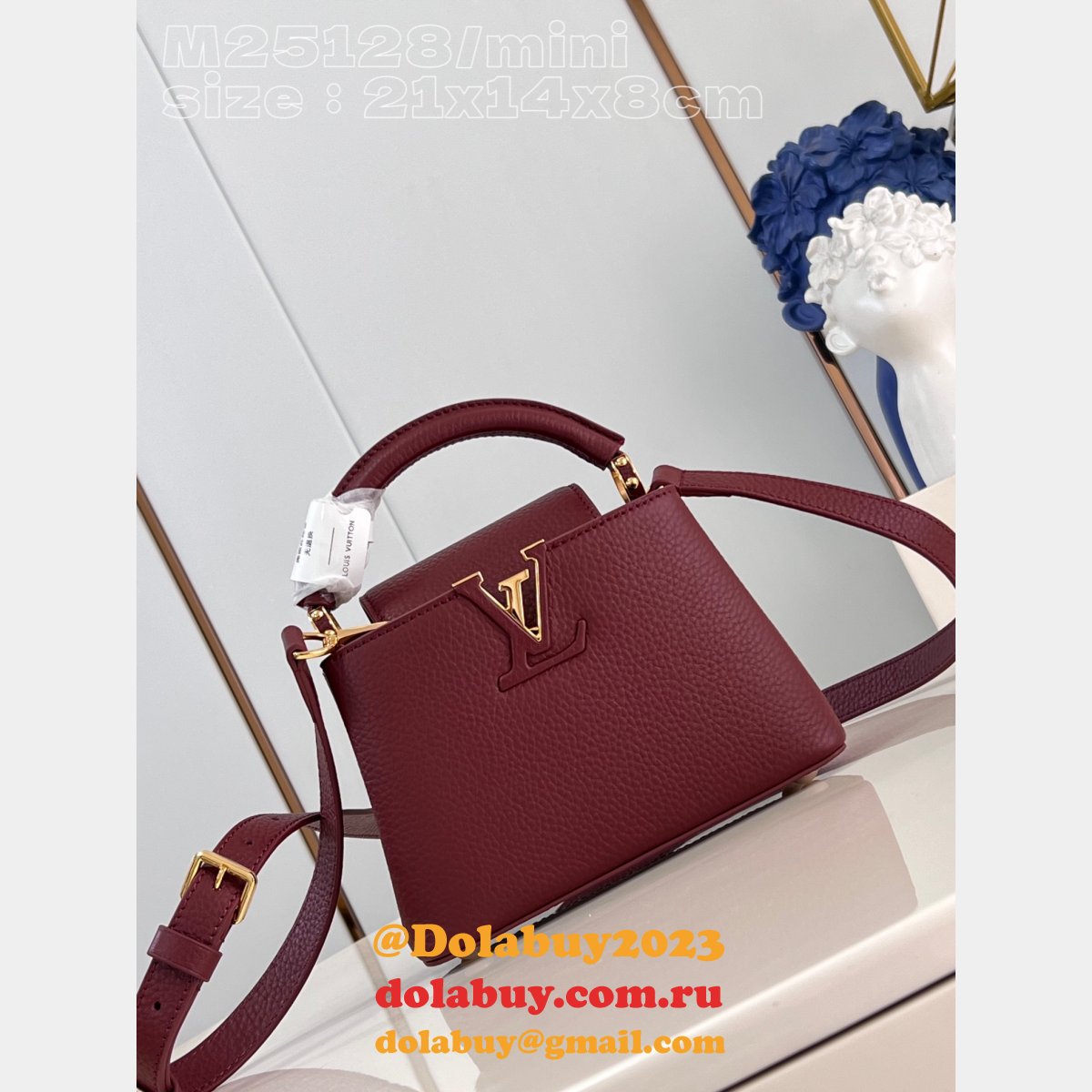 Capucines 1:1 Mirror M25128 Purple-Red Louis Vuitton Fake Handbag