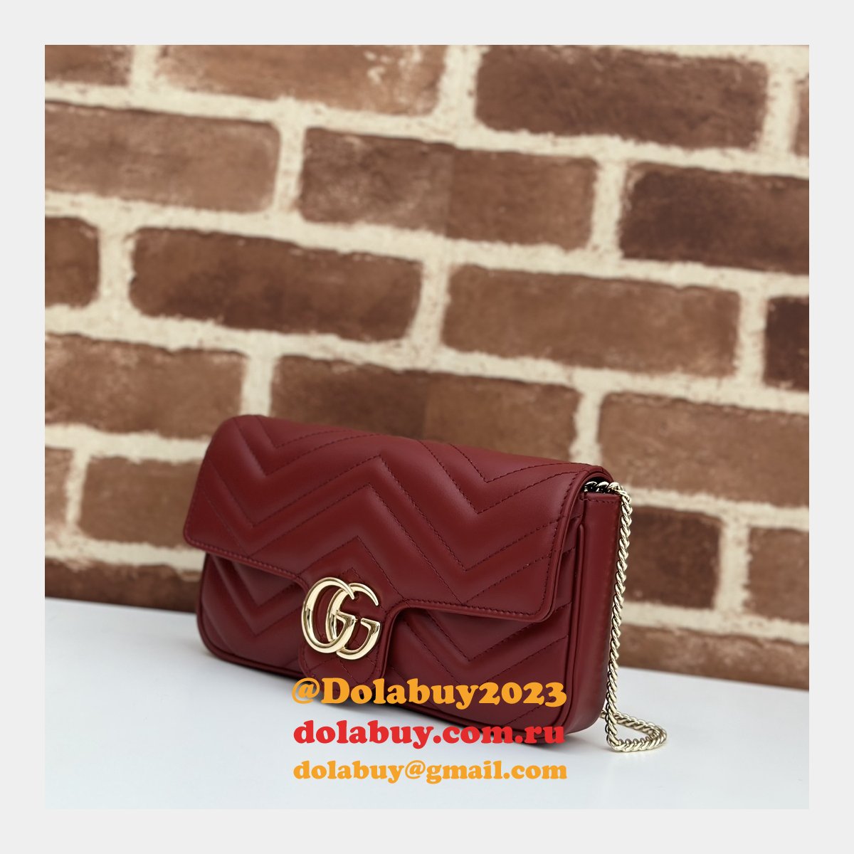 Gucci Replica GG Marmont Mini Crossbody Luxury 751526 Red Bag