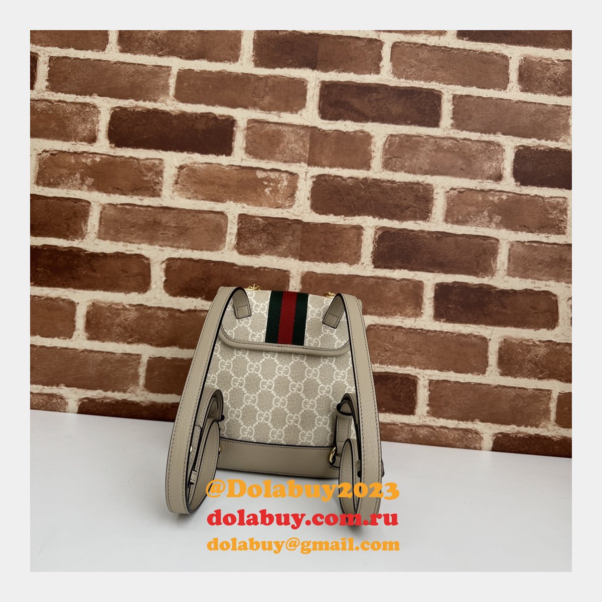 Ophidia Gucci Backpack Ebony Supreme #795221 Replica Handbag