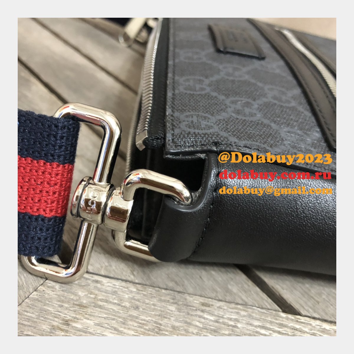UK Gucci Fake Black GG Supreme Small Messenger 523599 Bag