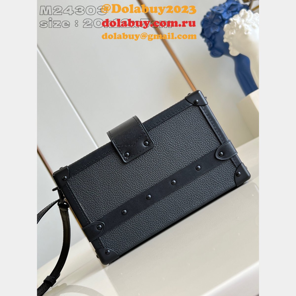 Designer Louis Vuitton Petite Malle Luxury Copy M24303 Black Bag