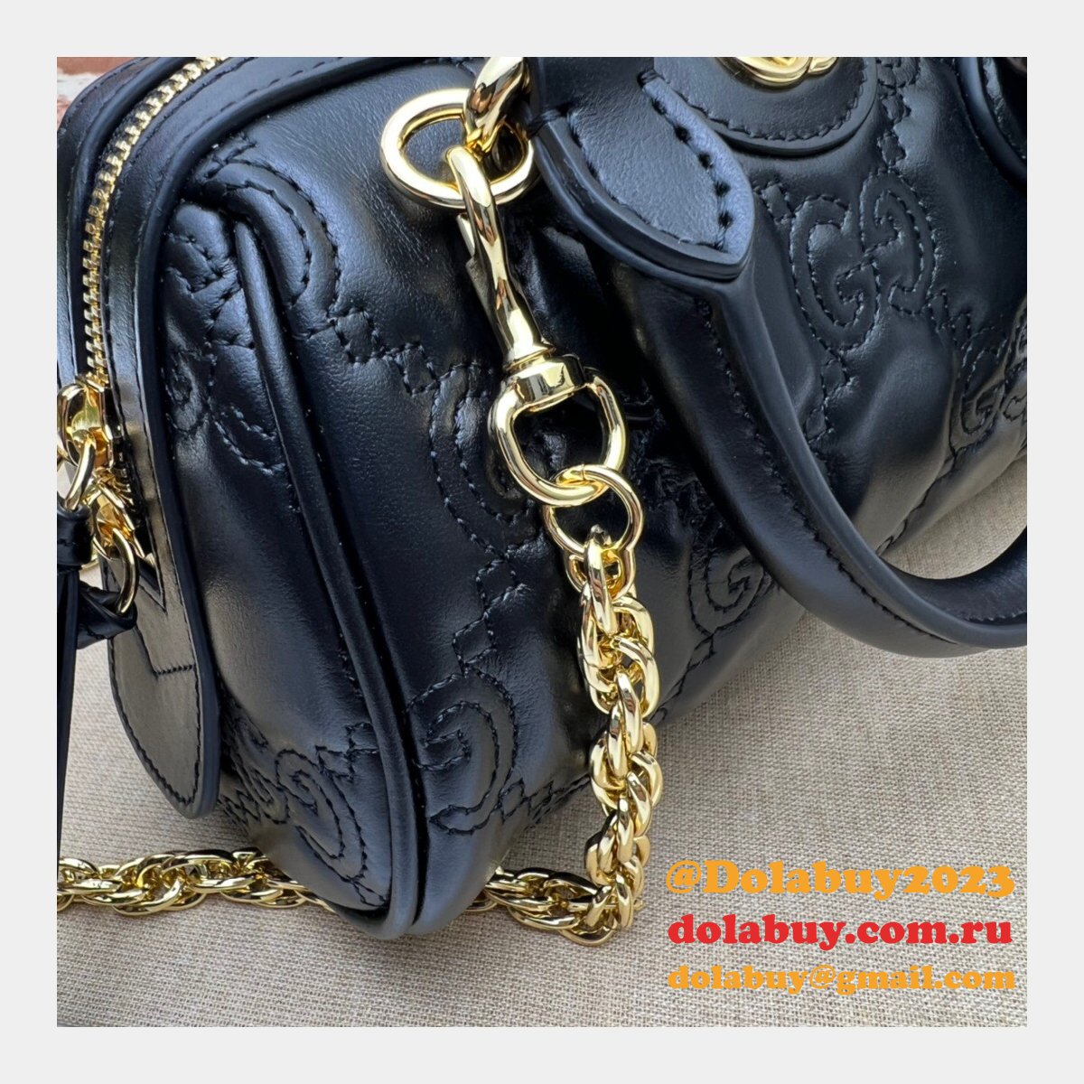 Gucci Best Perfect GG matelassé leather top handle 702251 Replica bag
