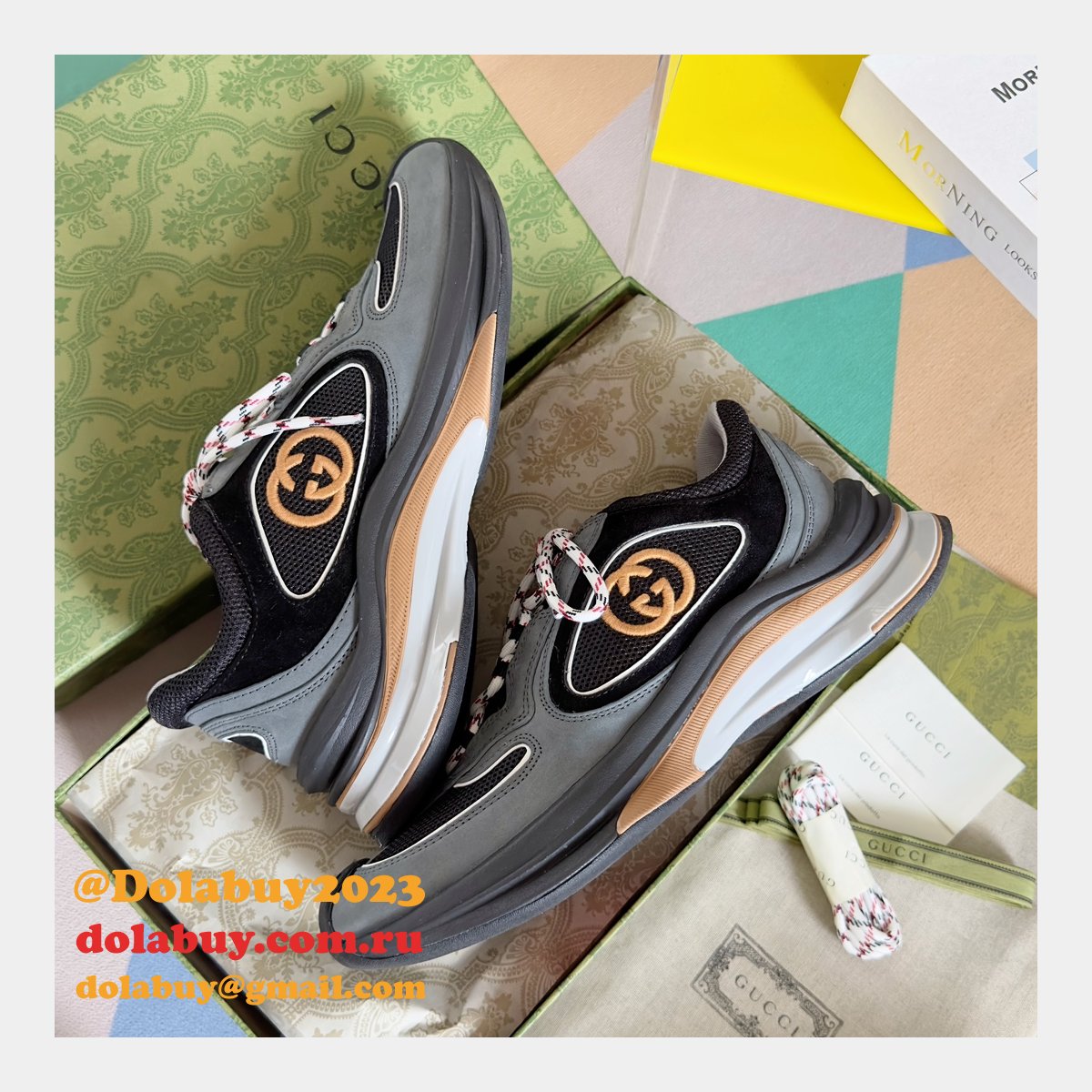 Luxury Designer gucci men RUN TRAINER shoes