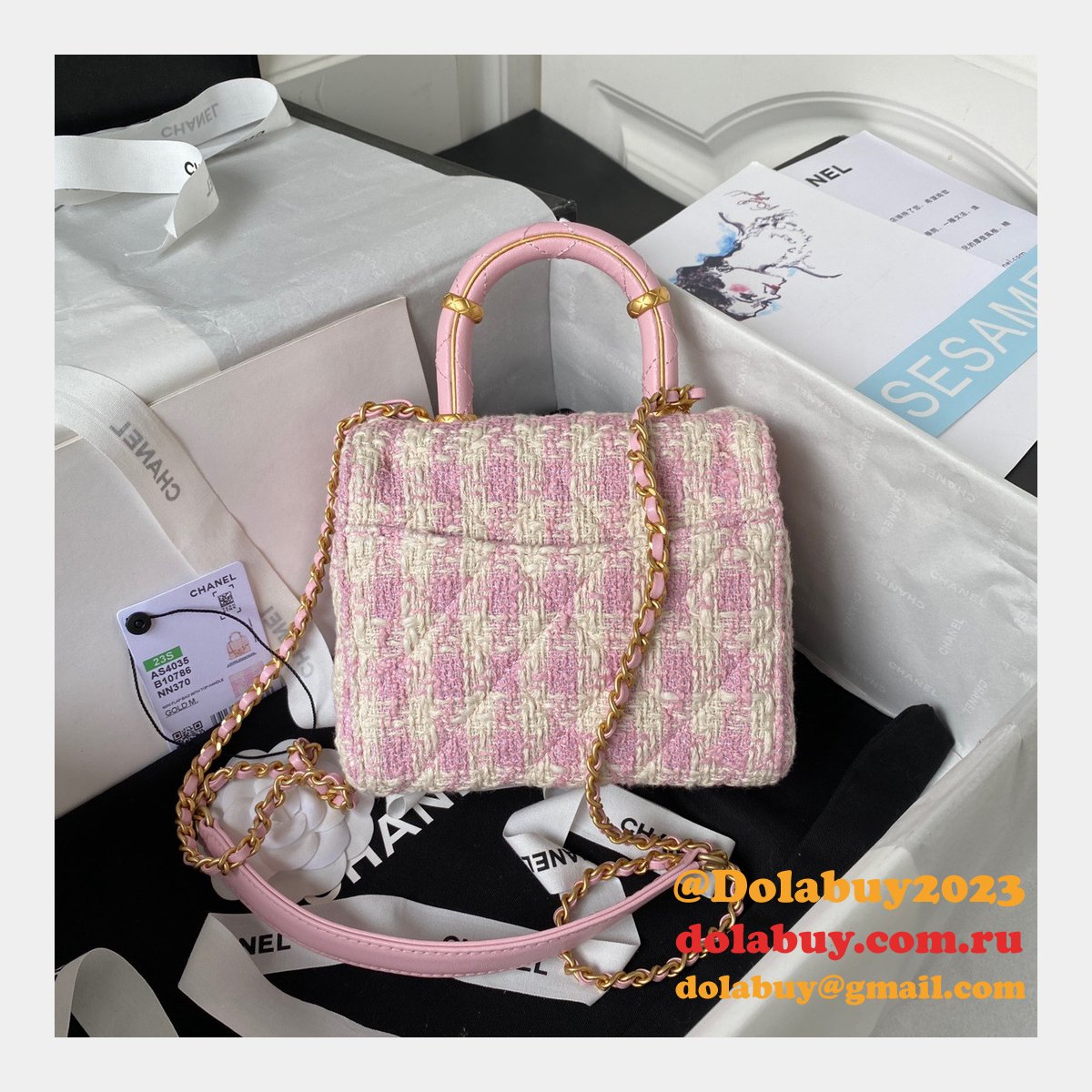 New 1:1 Mirror Flap Bag AS4035 Top Handle Luxury