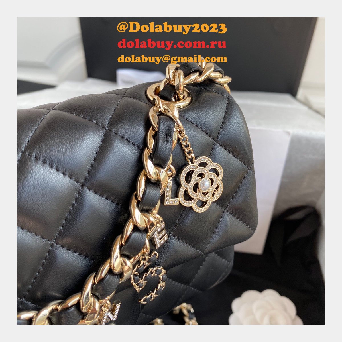 CC Replica Lambskin & Gold-Tone Metal AS2326 20cm Flap Bag