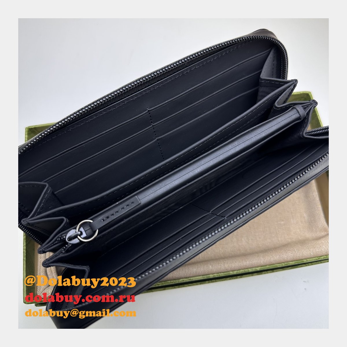 Inspired GG Rubber-effect Zip Around Wallet 771421 Gucci Men Luxury