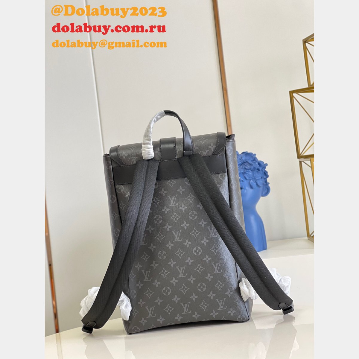 Wholesale Louis Vuitton 1:1 Replica m45913 Saumur Backpack Monogram Eclipse Canvas