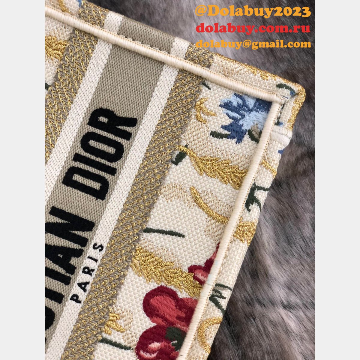 Mini Dior Book Tote Replica Oblique Embroidery
