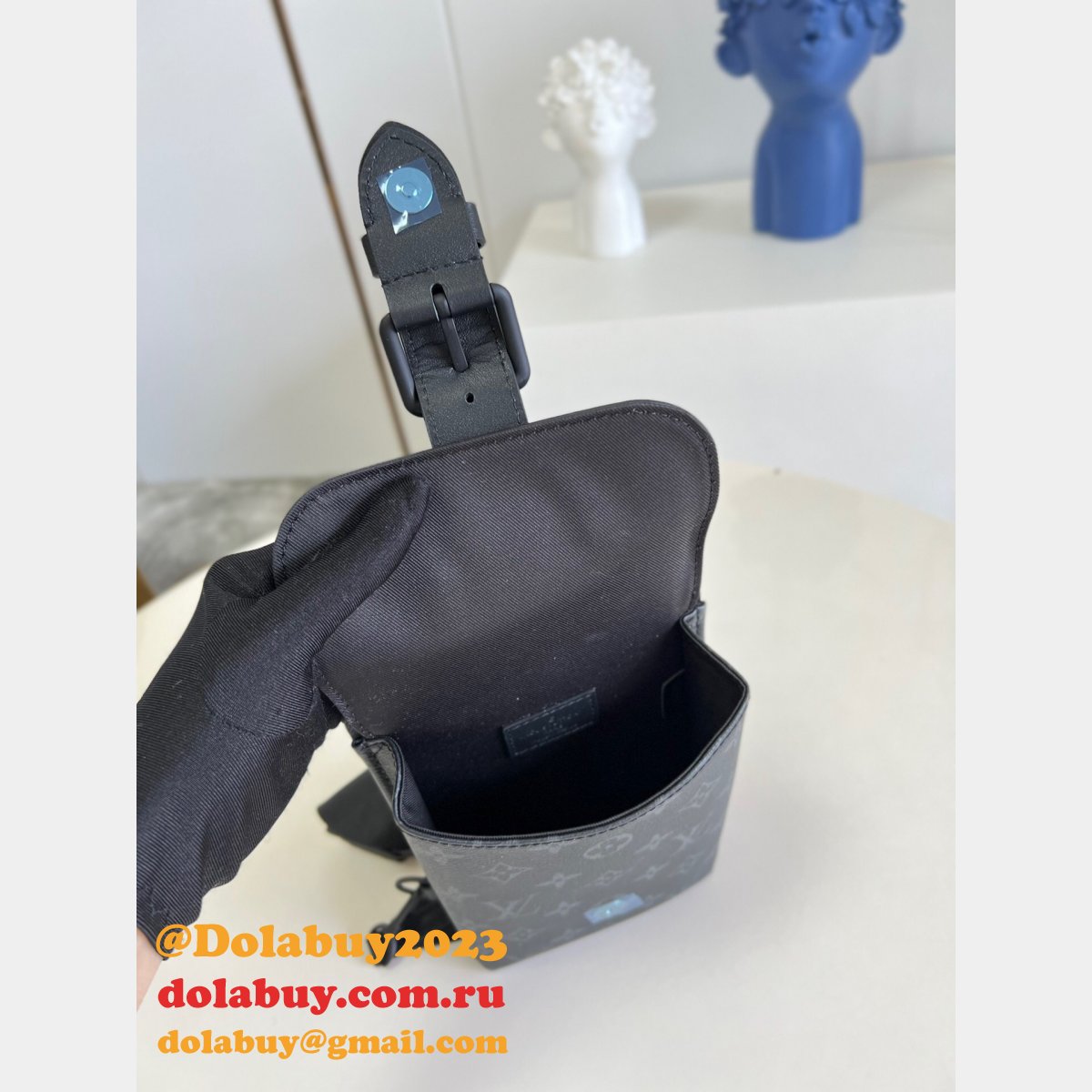 Louis Vuitton Luxury Replica Saumur Slingbag Monogram Eclipse Canvas M45912 Bags