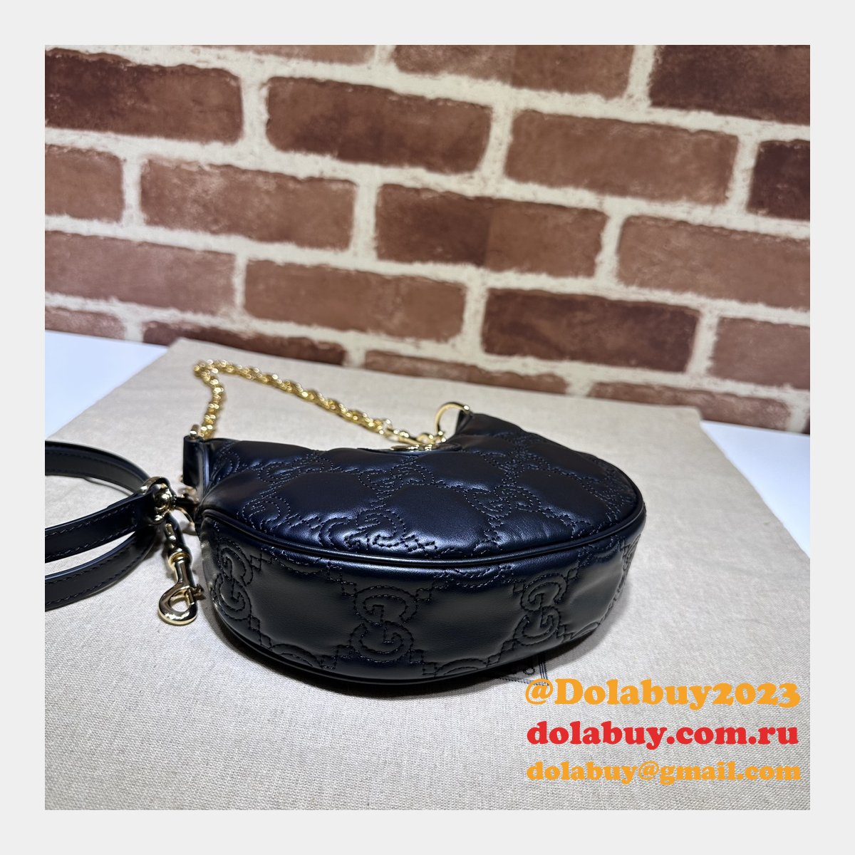 G*u*i 1:1 mirror 739736 gg matelassé designer black/pink bag