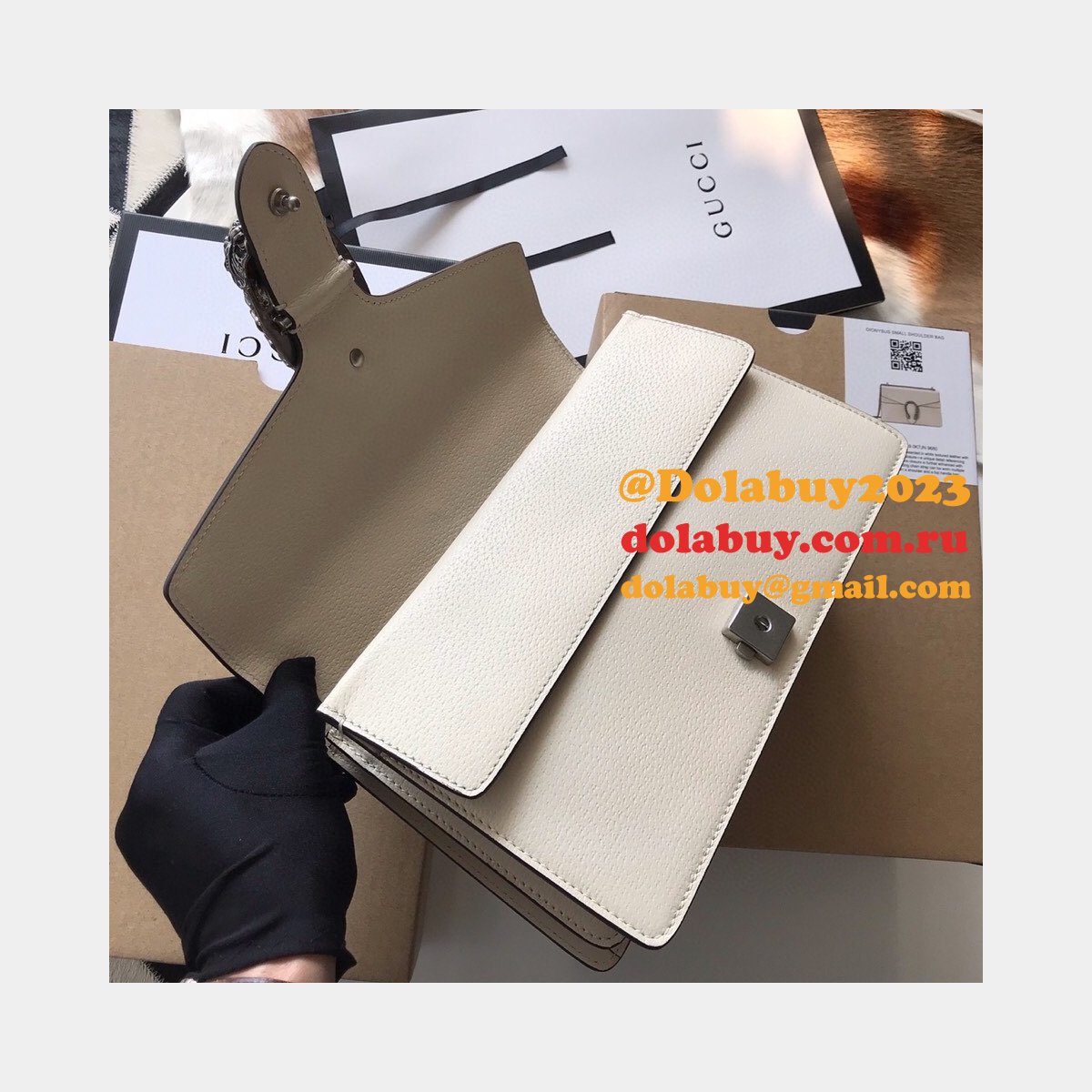 wholesale replica G*u*i 400249 dionysus gg supreme shoulder white bag