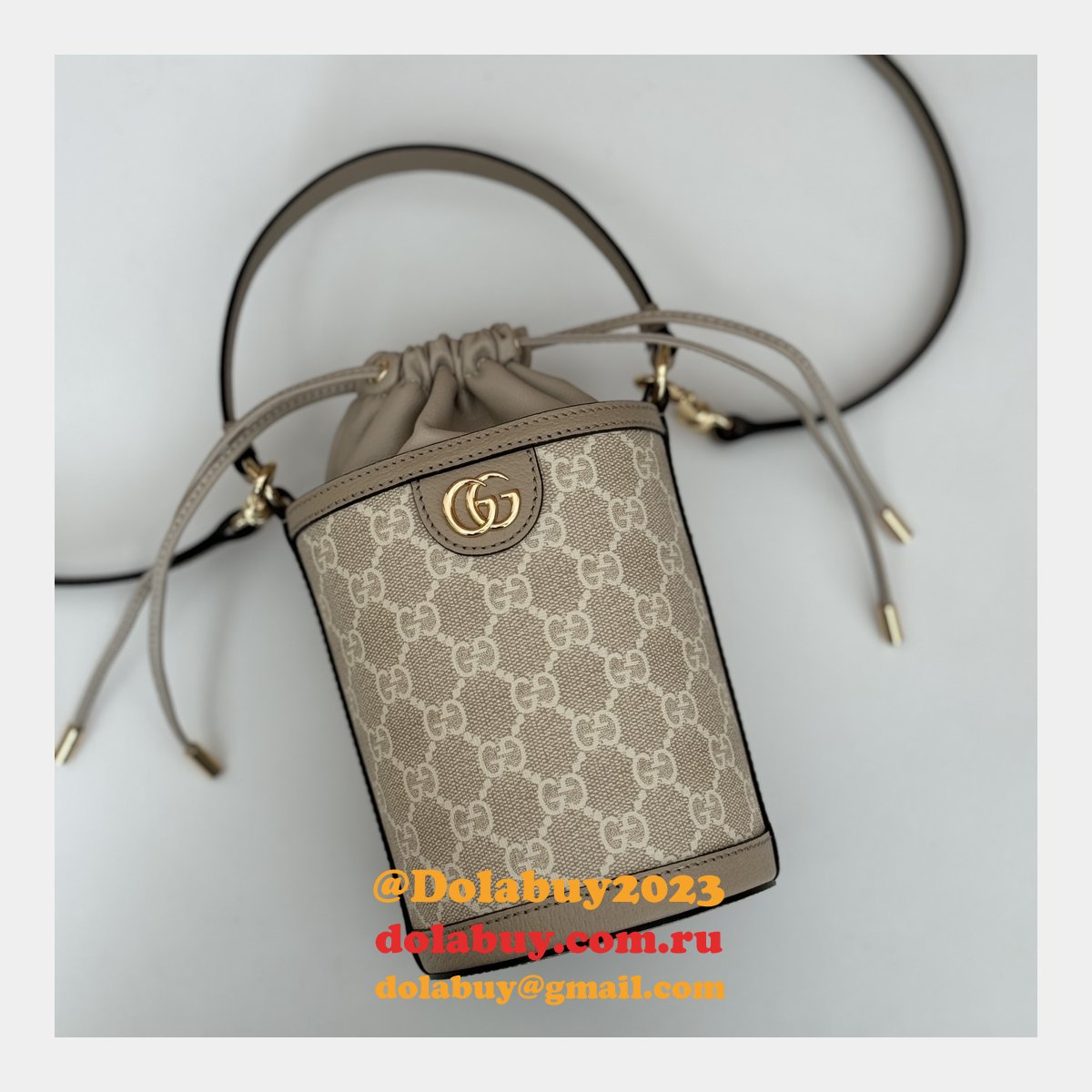 Knockoff Gucci Ophidia Inspired Bucket Ebony Supreme 760199 Bag