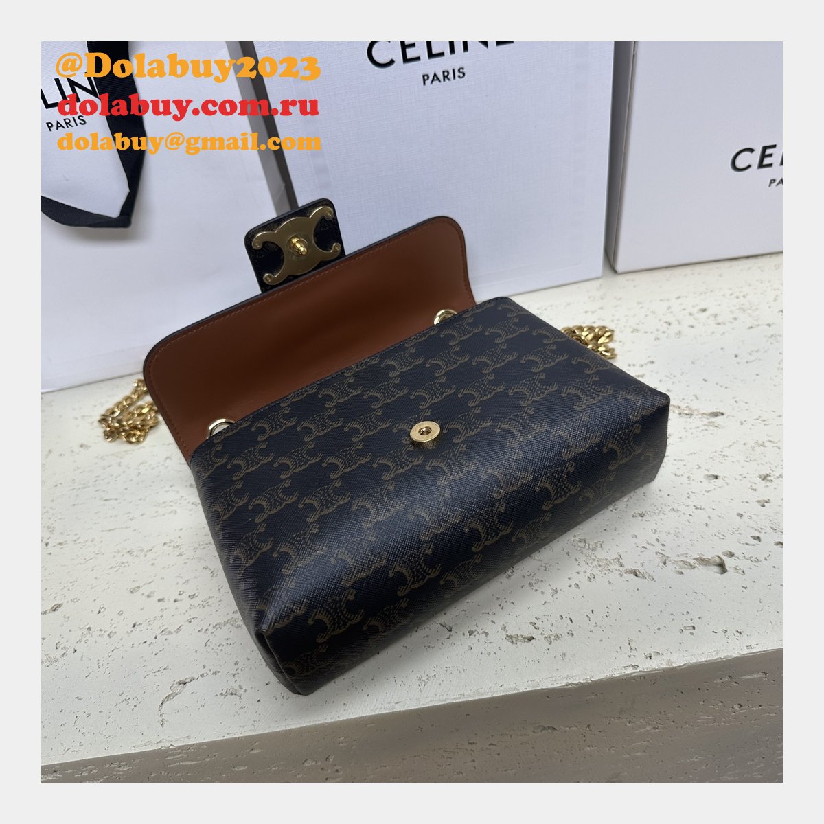 Celine Victoire Triomphe Canvas Tan 116593 Duplicate Bag