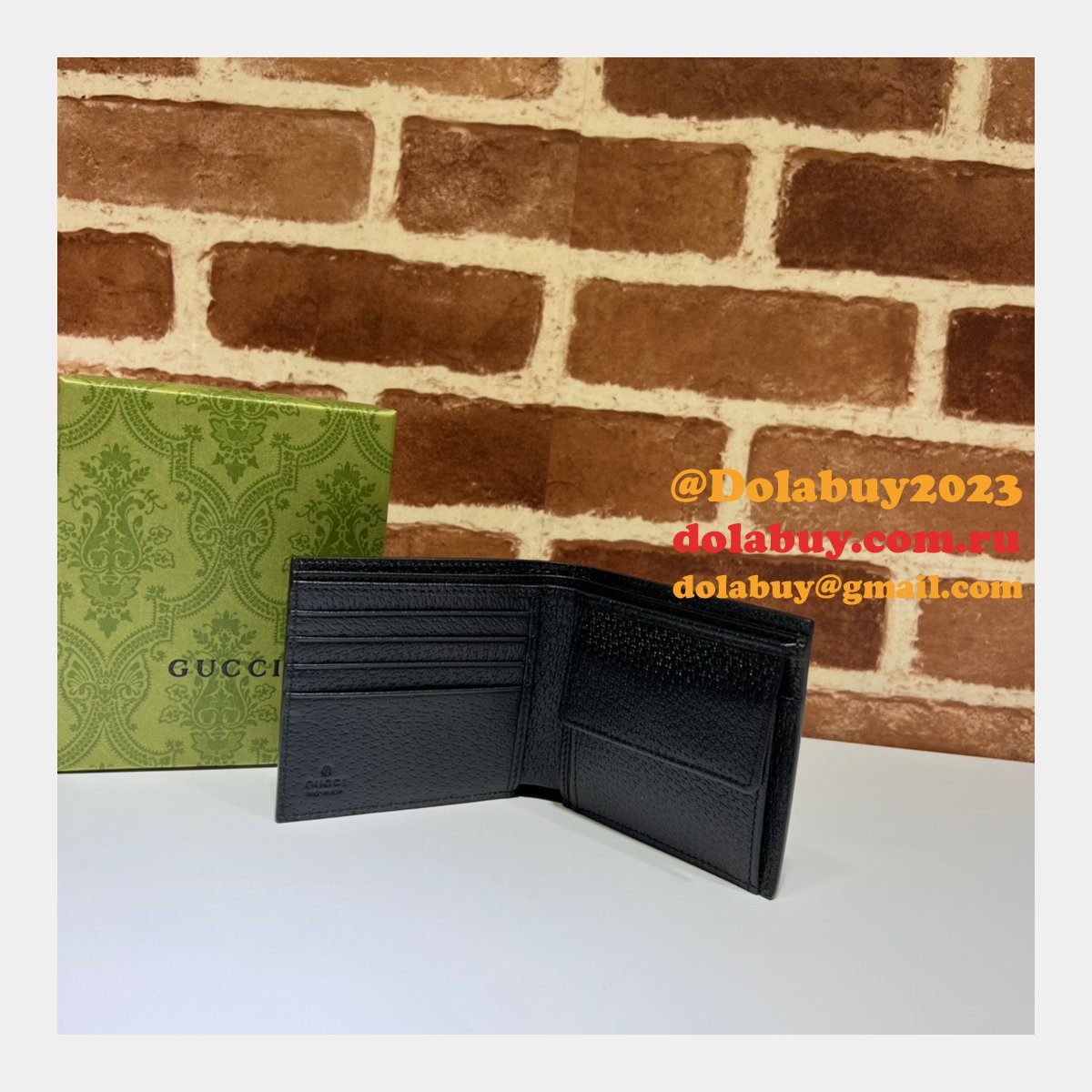 Gucci Fake 708554/700464 wallet Folio Horsebit black Designer Bag