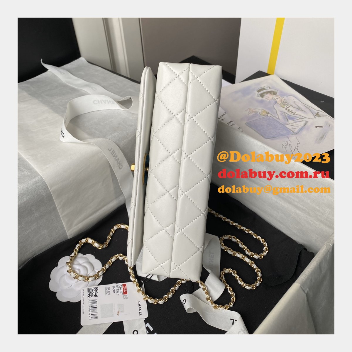 Replica AS4967 Classic Flap Luxury 7 Star Black/White Bags