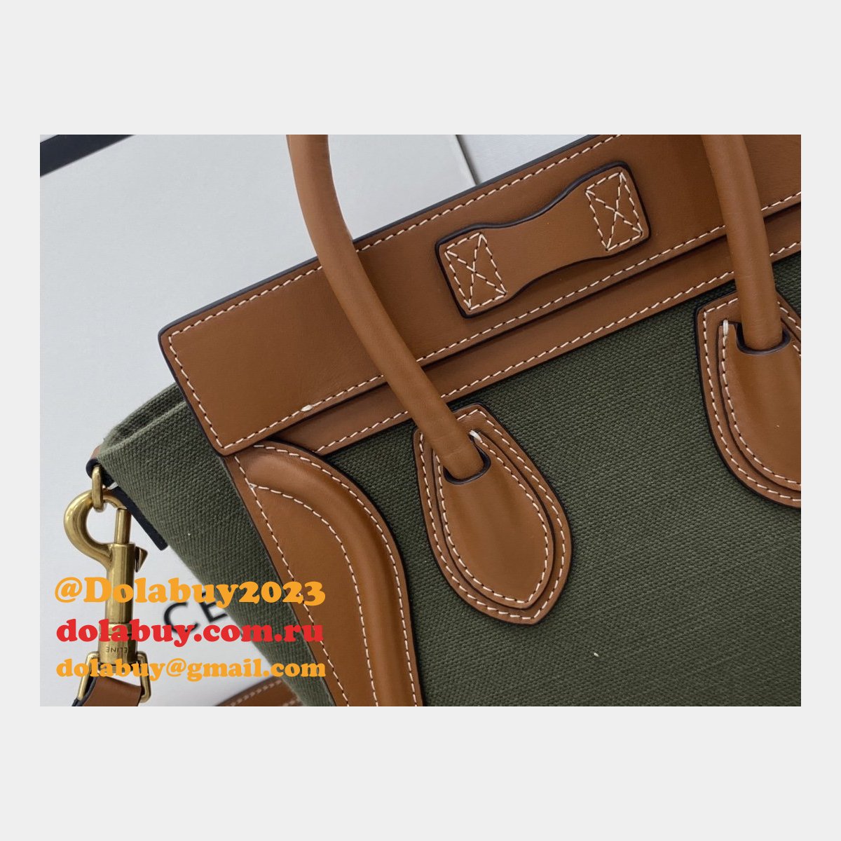 Designer Replica Celine Brown/Green Luggage Bags For Sale