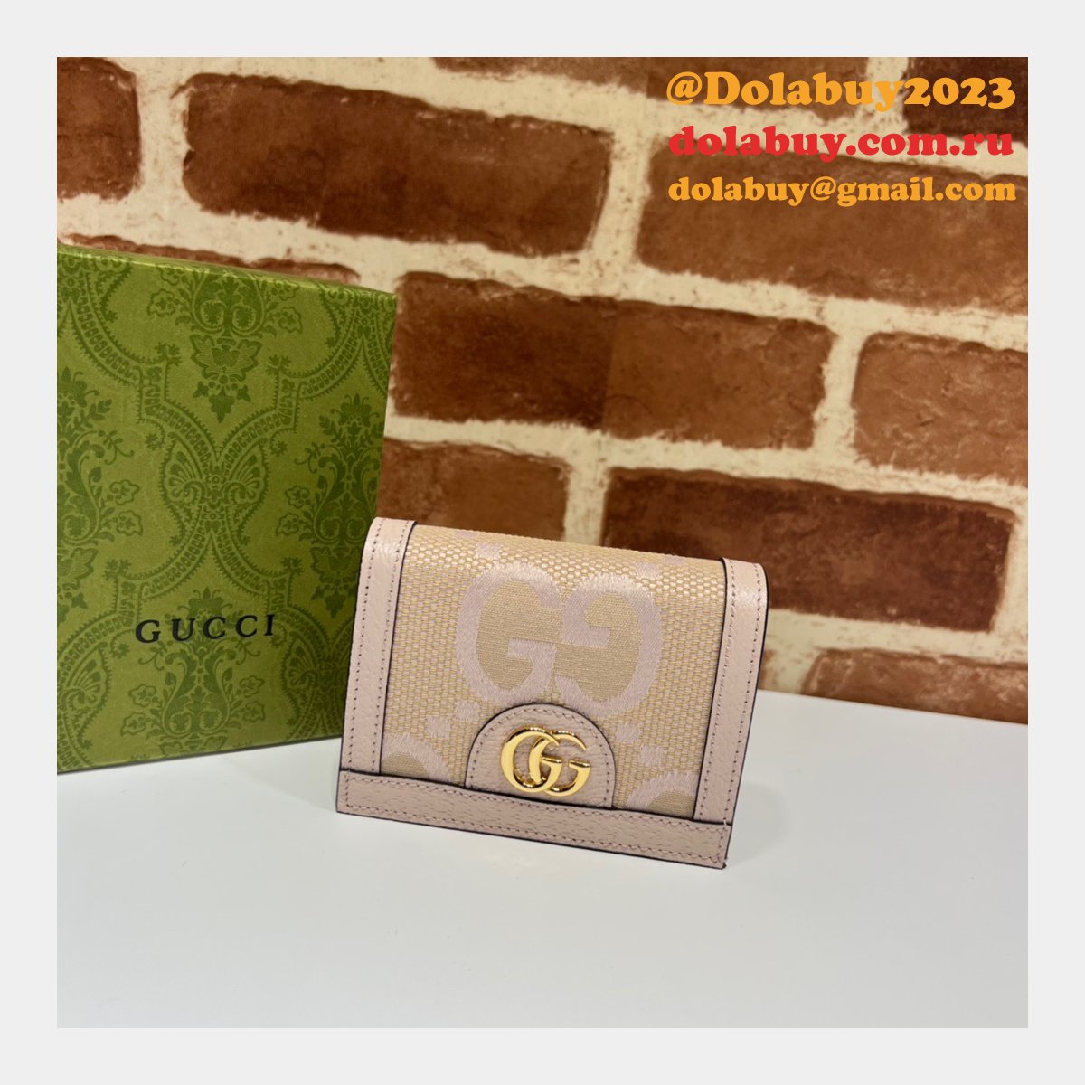 Gucci Knockoff GG Supreme Jumbo Ophidia Card Case 523155 Wallet