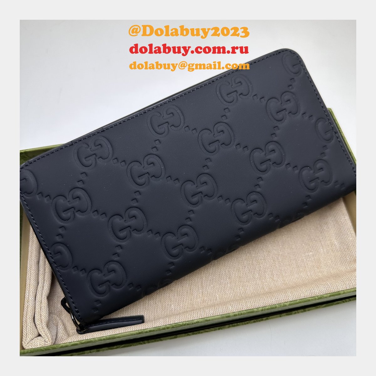 Inspired GG Rubber-effect Zip Around Wallet 771421 Gucci Men Luxury