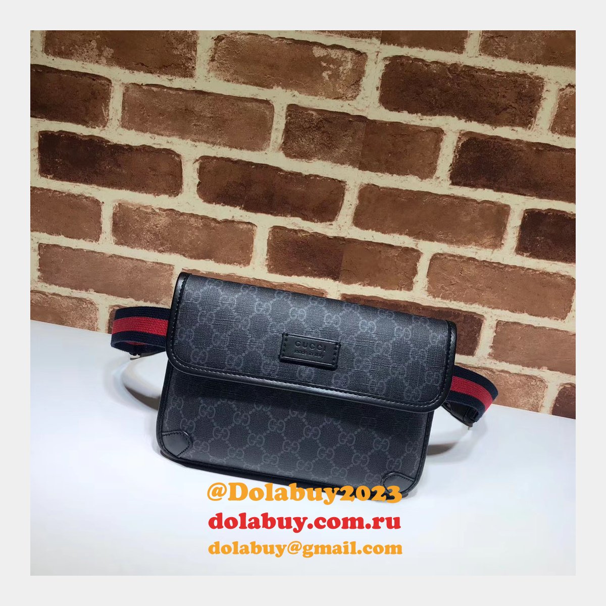 G*u*i top quality 598113 gg black belt bag