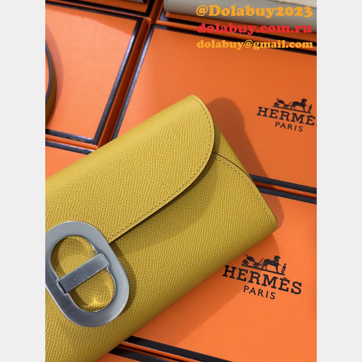Luxury Hermes D Ancre to go clutch Epsom bag