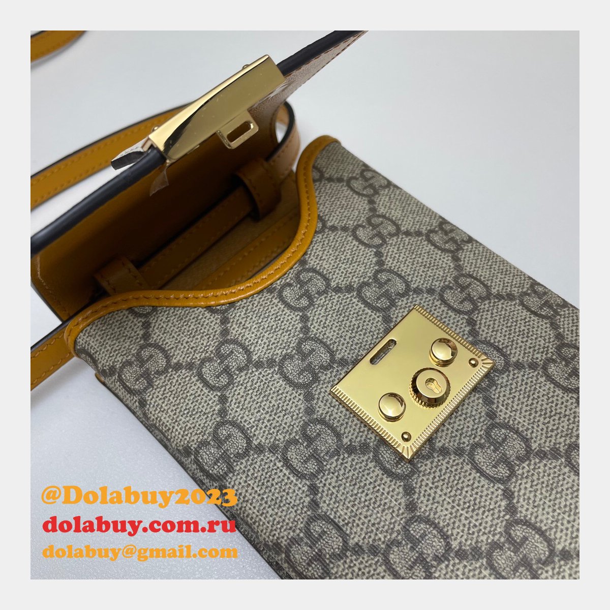 Replica Best Gucci 658229 Padlock mini bag in beige and ebony GG Supreme