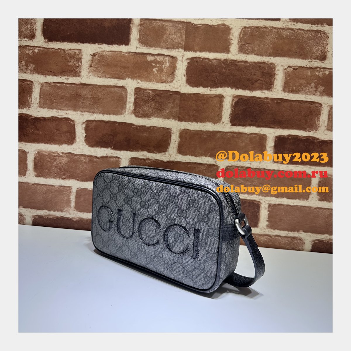 high fashion G*u*i 768391 shoulder grey and black replica bag