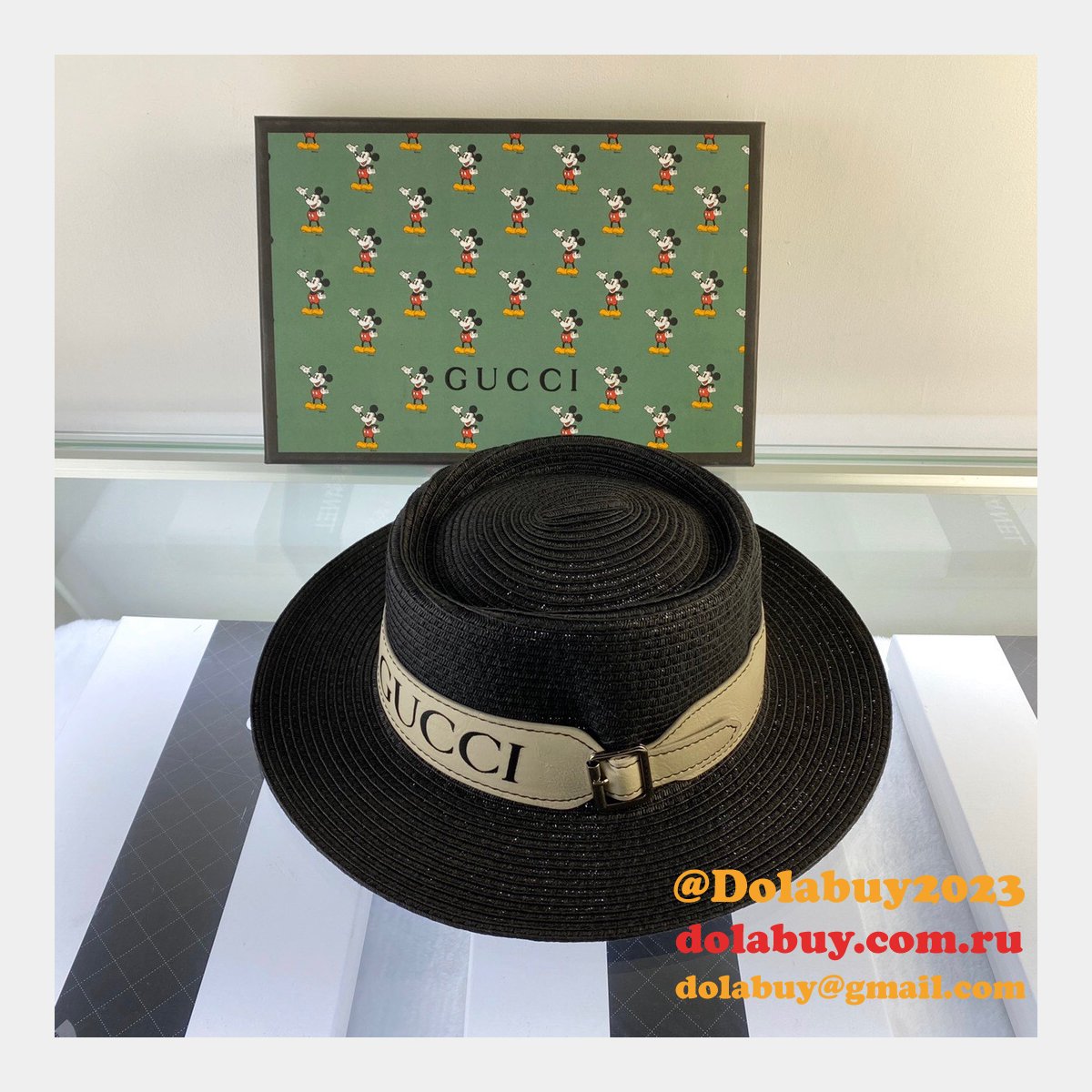 UK Gucci Belt design straw hat