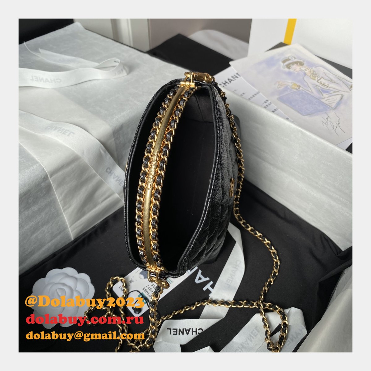 Duplicate Shop Knockoff AP4066 Black/White Shoulder Bags