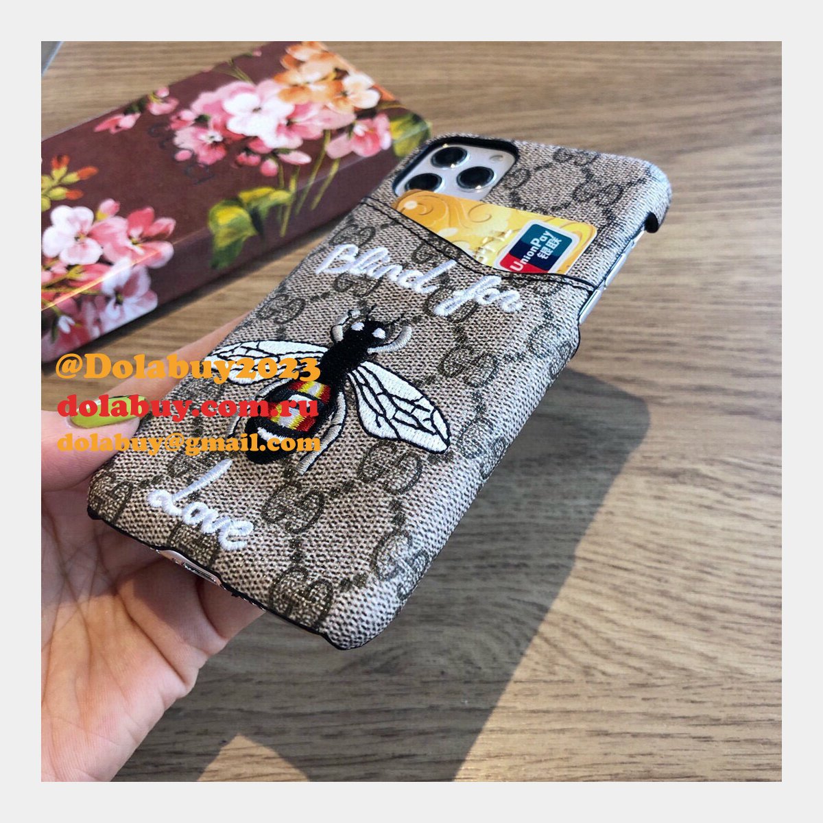 High Quality Gucci iPhone Leather Wallet Cases