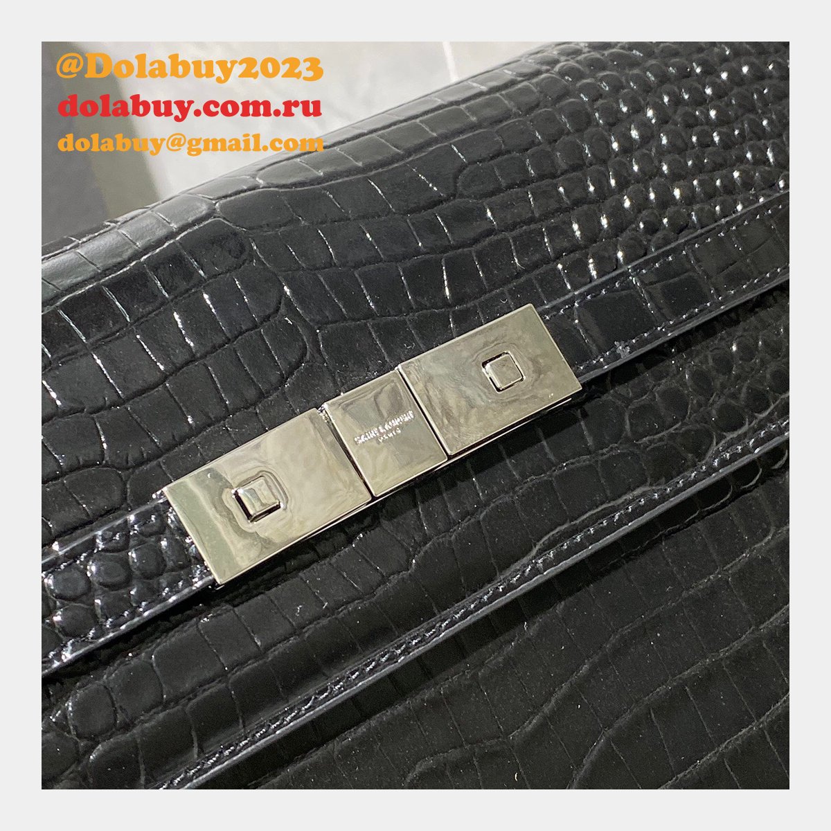 Luxury Saint Laurent Nano Manhattan Calfskin Silver Bag