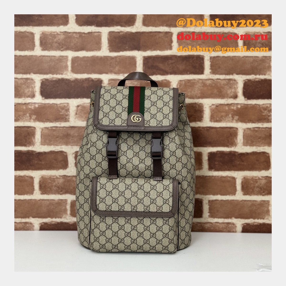 Men Gucci 792114 Ophidia Small GG Backpack Ebony Supreme Copy Bag