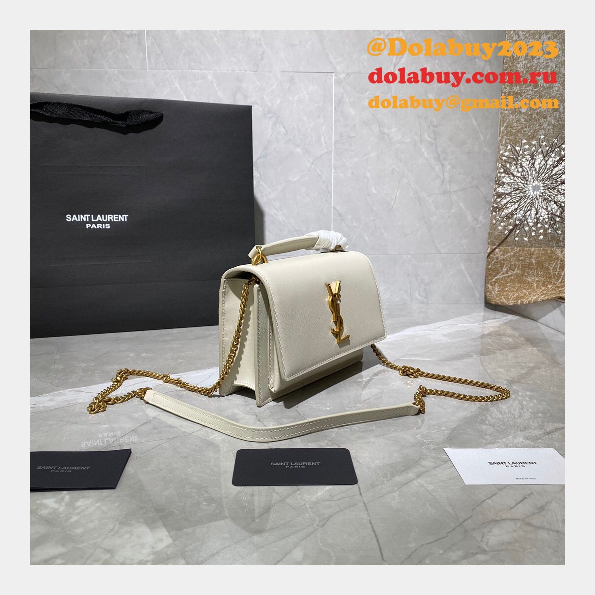 Replica YSL Sunset 19cm Pursesre Store Cream