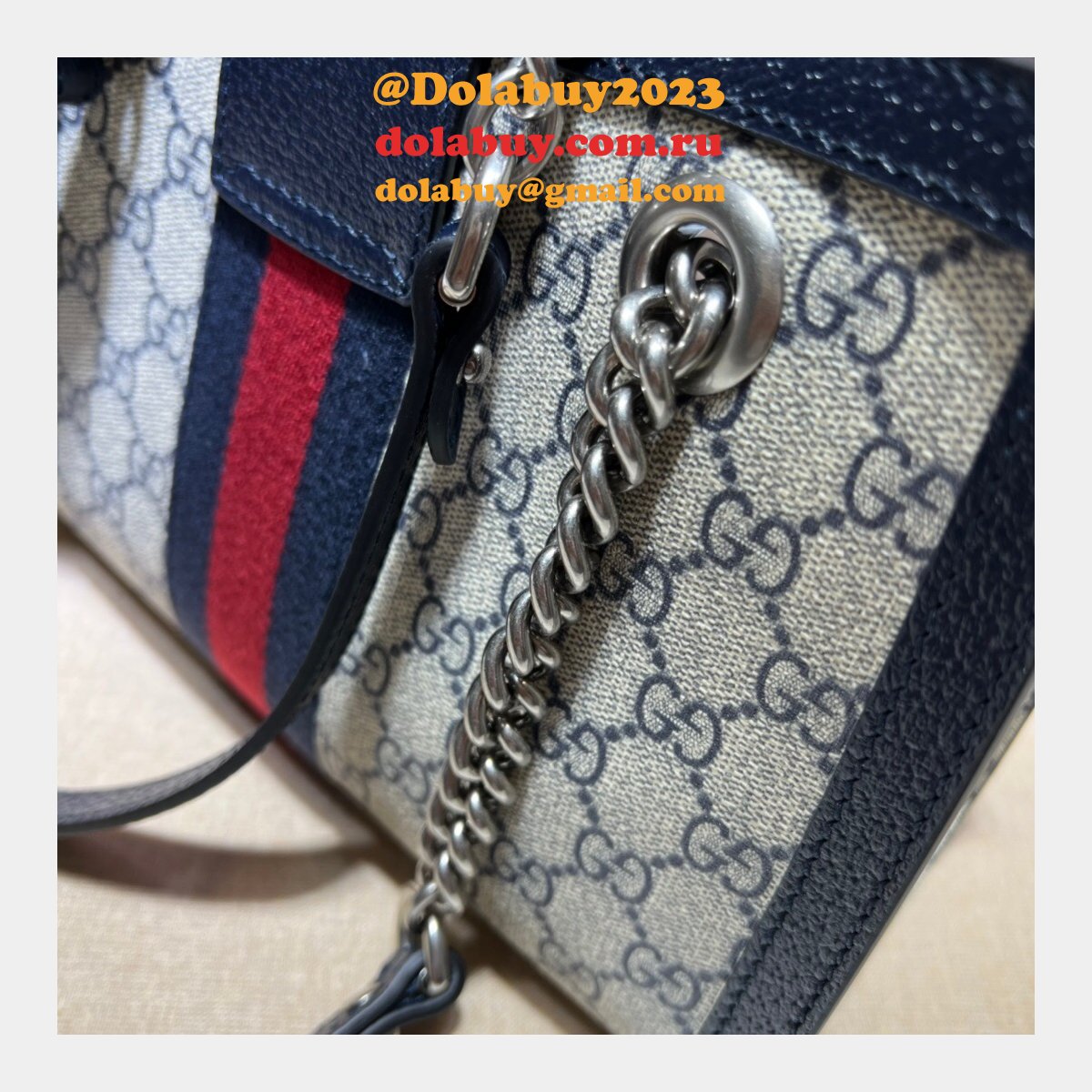 Top Quality Gucci 498156 GG Supreme Padlock Small Shoulder Bag