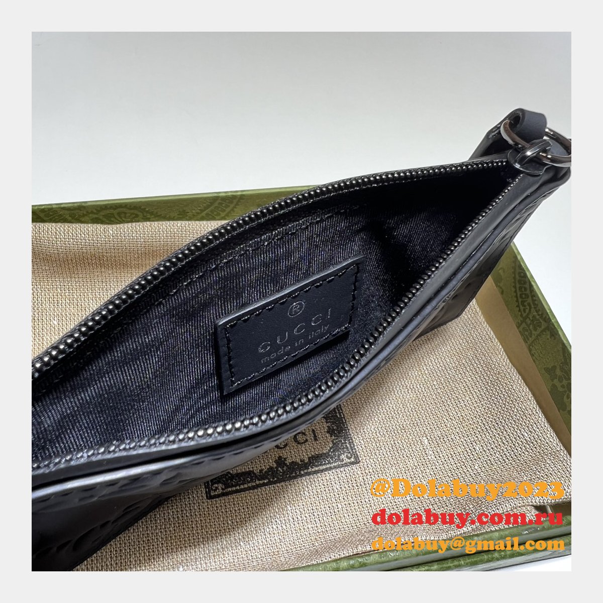 GG Replcia Gucci 771314/771315/780403 Rubber-effect Zip Card Case Wallet