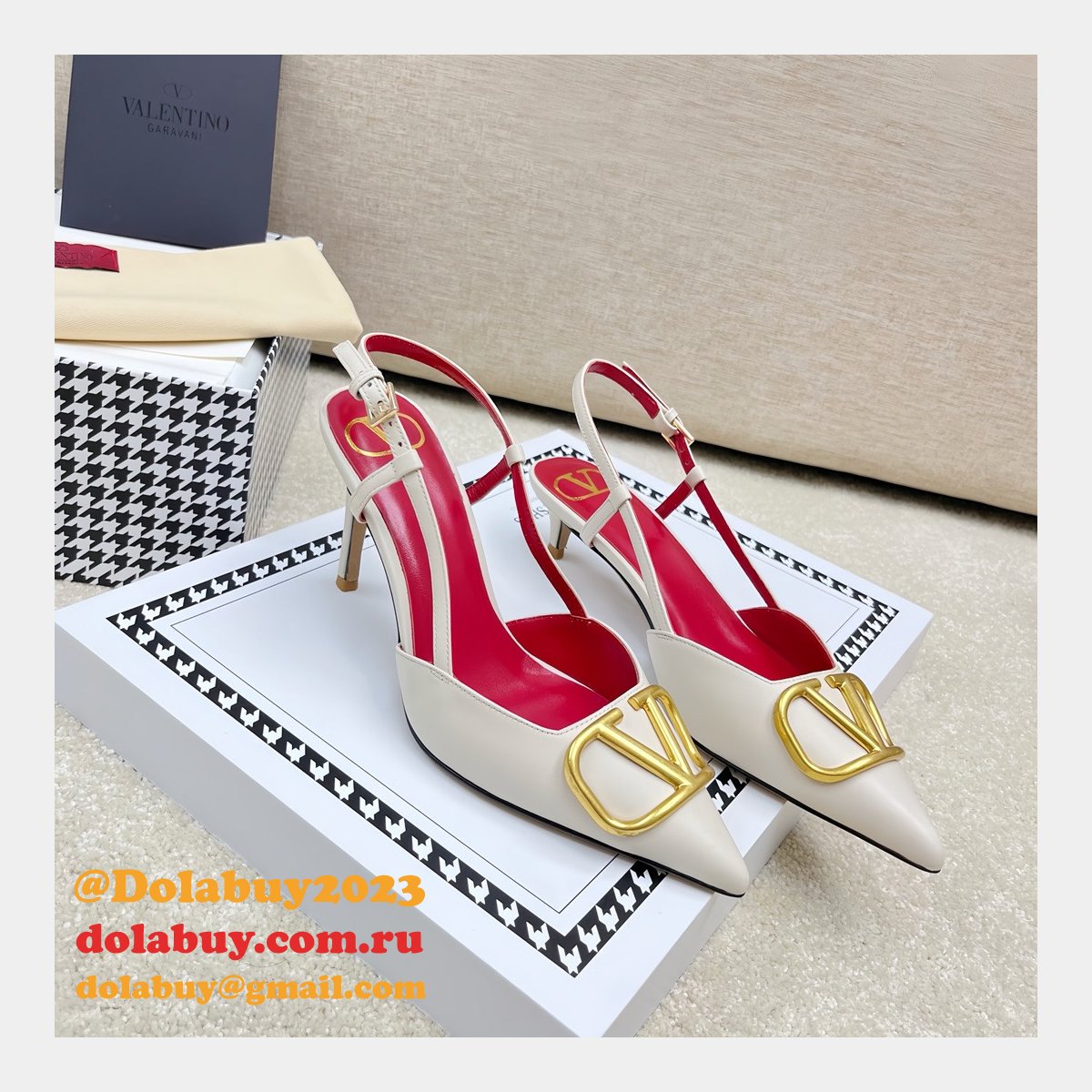 Valentino 1:1 Mirror Slingback Garavani Vlogo Pumps Fake Shoes