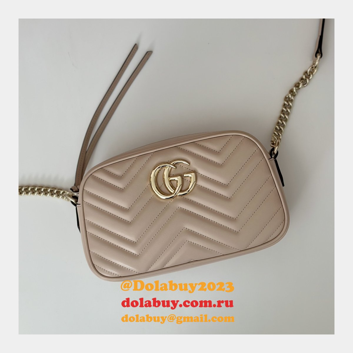 Gucci Replicas GG Marmont 447632 Pink Shoulder Best Bag