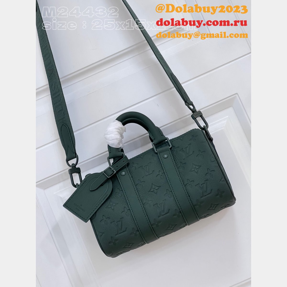 Green Shop Louis Vuitton Replcia Keepall Bandoulière 25 Taurillon Men M24432