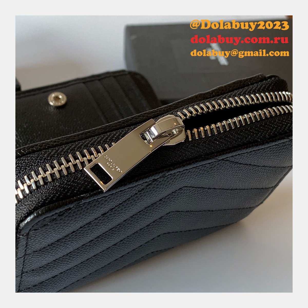 AAA+ Saint Laurent monogram compact zip around wallet black